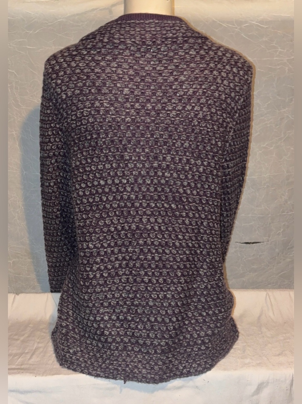 Christopher & Banks Large Purple Textured Knit Cardigan Sweater Wool Blend - Picture 3 of 5
